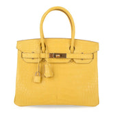 Birkin 30 Bag Mimosa Matte Alligator Gold Hardware