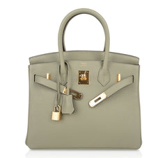 Birkin 30 Bag Sage (Sauge) Clemence Leather Gold Hardware