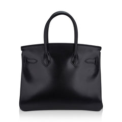 Birkin 30 Black Box Leather Bag Palladium Hardware