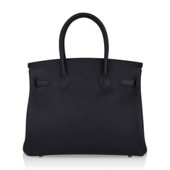 Birkin 30 Bag Black Gold Hardware Epsom Leather New w/ Box