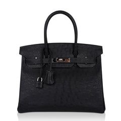 Birkin HSS 30 Bag Black (Noir ) Ostrich Palladium Hardware