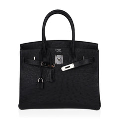 Birkin HSS 30 Bag Black (Noir ) Ostrich Palladium Hardware