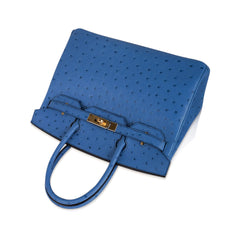 Birkin 30 Bag Bleu Mykonos Ostrich with Gold Hardware