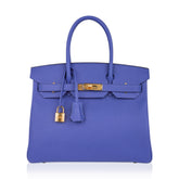 Birkin 30 Bag Blue Brighton Epsom Leather with Gold Hardware