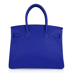 Birkin 30 Bag Blue Electric Clemence Gold Hardware