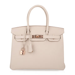 Birkin 30 Bag Craie Rose Gold Hardware Neutral Beauty