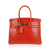 Birkin 30 Bag Orange Crocodile with Palladium Hardware