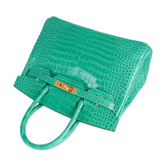 Birkin 30 Bag Jade Porosus Crocodile Gold Hardware