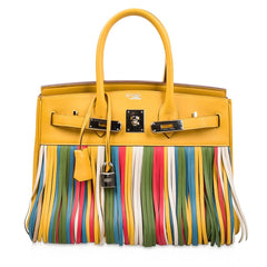 Limited Edition HSS Birkin 30 Bag Soleil Fringe Multi Colour