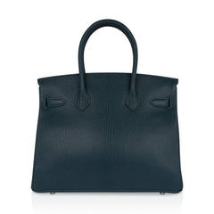 Birkin 30 Bag Vert Cypress Chevre de Coromandel with Palladium Hardware