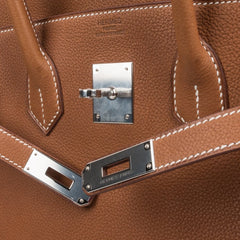Limited Edition Birkin 35 Bag Fauve Barenia Faubourg Leather with Palladium Hardware