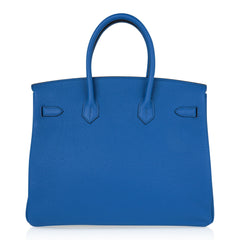 Birkin 35 Bag Rich Blue Izmir Clemence Palladium