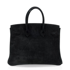 Birkin 35 Bag Black Doblis Suede Gold Hardware Limited Edition