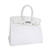 Birkin 35 Bag White Clemence Leather with Palladium Hardware