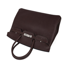 Birkin 35 Bag Ebene Barenia Faubourg Leather with Palladium Hardware