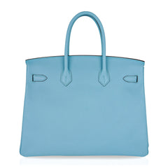 Birkin 35 Bag Blue Atoll Gold Hardware Epsom Leather