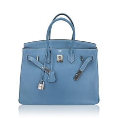 Birkin 35 Bag Blue Jean Togo Leather with Palladium Hardware