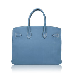 Birkin 35 Bag Blue Jean Togo Leather with Palladium Hardware