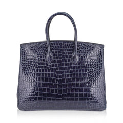 Birkin 35 Bleu Roi Porosus Crocodile Palladium Hardware
