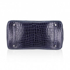 Birkin 35 Bleu Roi Porosus Crocodile Palladium Hardware