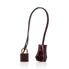 Special Order HSS Birkin 35 Bag Bordeaux Porosus Crocodile with Gold Hardware