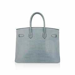 Limited Edition Birkin 35 Bag Ciel Matte Alligator with Palladium Hardware