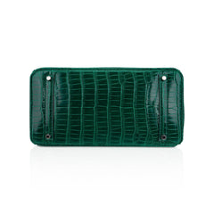 Birkin 35 Bag Emerald Porosus Crocodile with Palladium Hardware