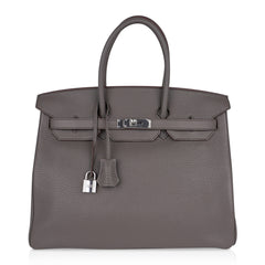 Birkin 35 Bag Etain Clemence Leather with Palladium Hardware