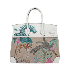 Limited Edition Birkin 35 Bag Faubourg Tropical Embroidered Toile