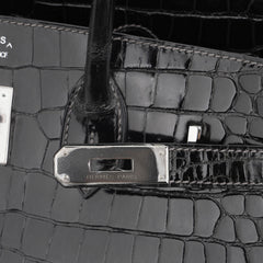 Birkin 35 Graphite Porosus Crocodile with Palladium Hardware