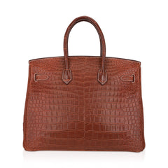 Birkin 35 Bag Matte Fauve Porosus Crocodile with Gold Hardware