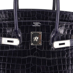 Birkin 35 Bag Blue Marine Porosus Crocodile with Palladium Hardware