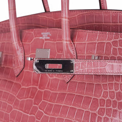 Birkin 35 Rose Indien Porosus Crocodile Bag – Rare Retired Color