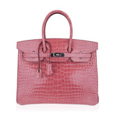 Birkin 35 Rose Indien Porosus Crocodile Bag – Rare Retired Color