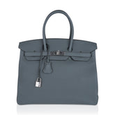 Birkin 35 Bag Vert Amande Togo Leather with Palladium Hardware