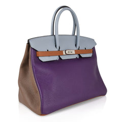 Birkin 35 Bag Arlequin Limited Edition Clemence Palladium