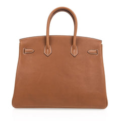 Limited Edition Birkin 35 Bag Fauve Barenia Faubourg Leather with Palladium Hardware