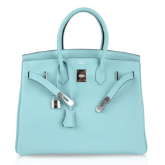 Birkin 35 Bag Fresh Blue Atoll Togo Palladium Hardware