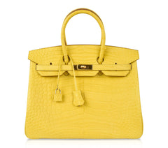Birkin 35 Bag Matte Alligator Mimosa Gold Hardware Crazy Fabulous
