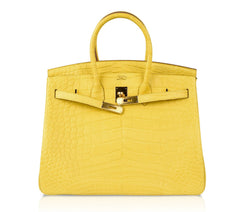 Birkin 35 Bag Matte Alligator Mimosa Gold Hardware Crazy Fabulous