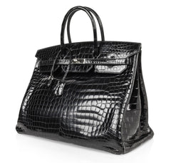 Birkin 40 Bag Black Porosus Crocodile Palladium