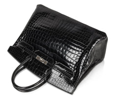 Birkin 40 Bag Black Porosus Crocodile Palladium
