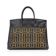 Limited Edition Vintage Horizons Birkin 40 Black Box Leather with Gold Embroidered Toile