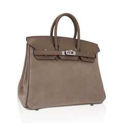 Limited Edition Birkin 25 Grizzly Bag Gris Caillou Etoupe Swift Leather