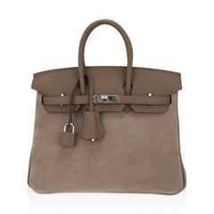 Limited Edition Birkin 25 Grizzly Bag Gris Caillou Etoupe Swift Leather