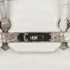 Birkin 35 Himalaya Blanc Crocodile Palladium Hardware