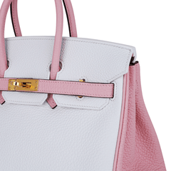 Special Order HSS Birkin 25 Bag Rose Sakura & White Clemence Leather Gold Hardware