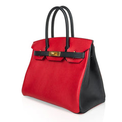 Birkin HSS 30 Bag Rouge Casaque and Black Chevre Brushed Gold Hardware