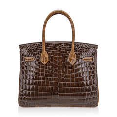 Special Order Birkin 30 HSS Bag Gris Elephant and Ficelle Crocodile with Gold Hardware