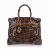 Special Order Birkin 30 HSS Bag Gris Elephant and Ficelle Crocodile with Gold Hardware